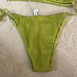 TJ Swim Green Textured Side Tie Bikini Bottom Medium NWT